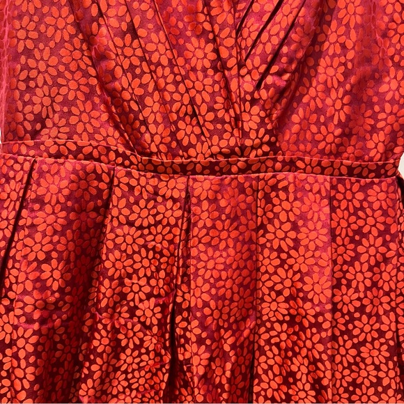 Ann Louise Roswald - Red Silk Dress w/ pockets - Size UK 10/US 4-6 - Picture 2 of 11